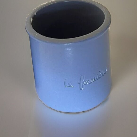 La Fermiere French Periwinkle Terra Cotta Glazed Yogurt Plant Pot Planter Clay - Picture 11 of 12